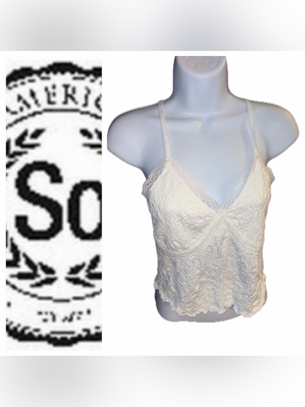 SO Eyelet White Lace Trim Camisole Tank 🤍